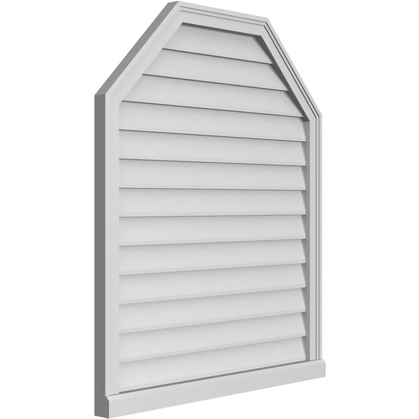 Octagonal Top Surface Mount PVC Gable Vent W/ 2W X 2P Brickmould Sill Frame, 34W X 40H